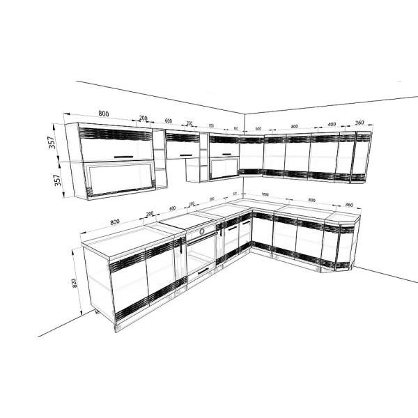 Модульная кухня Мокко — длина 3,2 м, ширина 2,2 м,