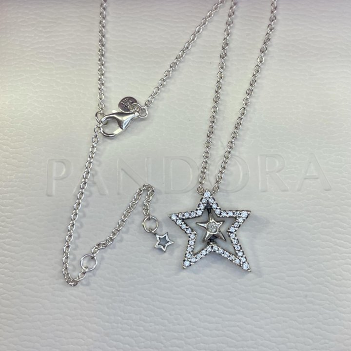 Колье Pandora новое Pavé Asymmetric Star