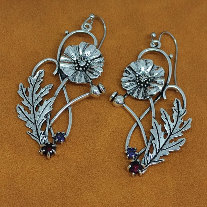 Серьги с цветами
