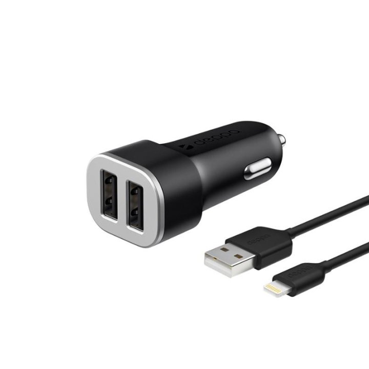 АЗУ 2 USB 2.4А, дата-кабель Lightning (MFI), Deppa