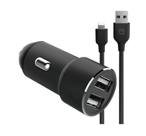 АЗУ UNICO 2 USB 2.4A + кабель USB - Lightning (CCS8PINUNC) Black