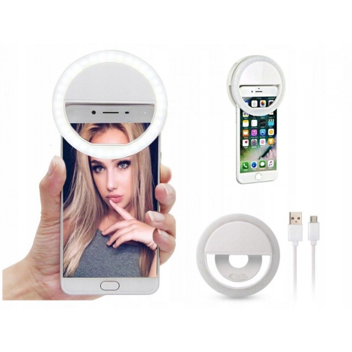 Селфи кольцо - Selfie Ring Light от USB, голубое