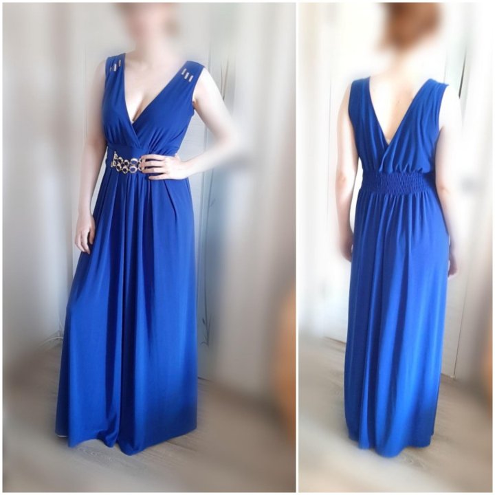 Вечернее нарядное платье синее р.44-48