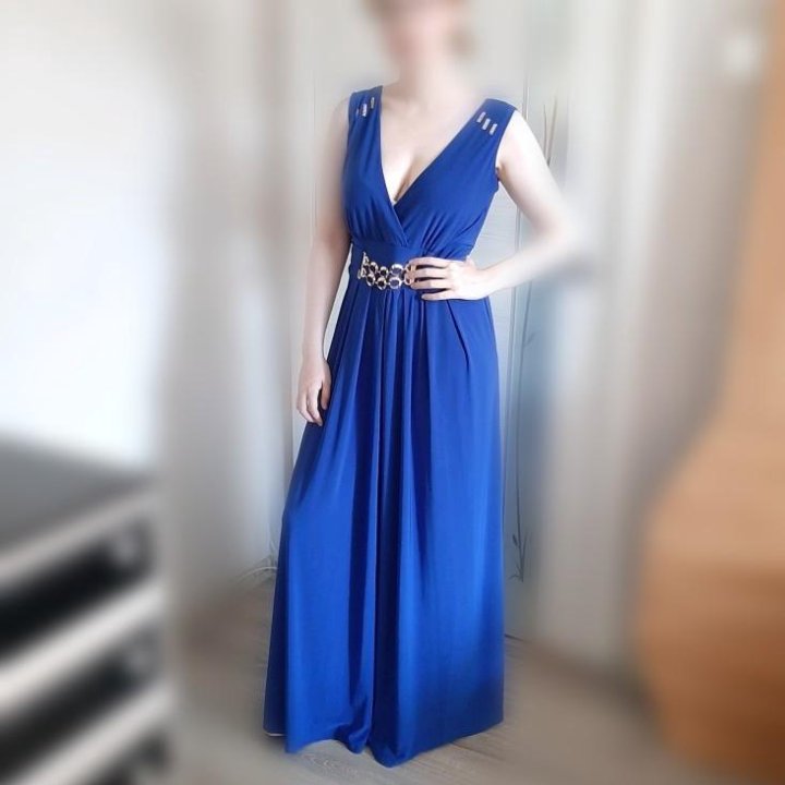 Вечернее нарядное платье синее р.44-48