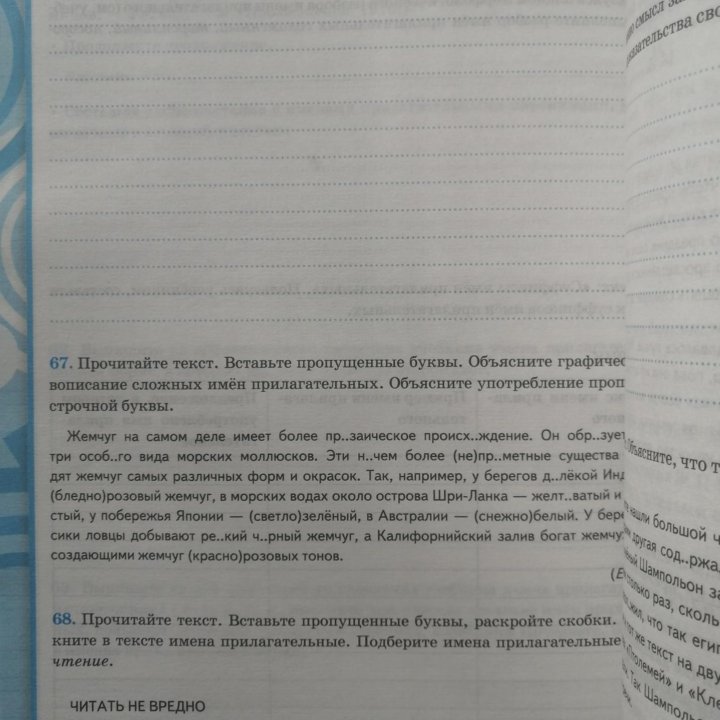 Рабочая тетрадь по русскому языку 6 класс