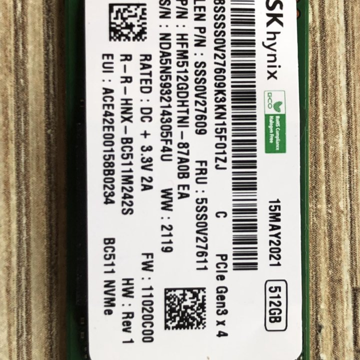 M.2 2242 512GB NVME SSD SK Hynix