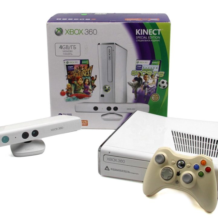 Игровая приставка Xbox 360 S White 4 Gb Бандл с Ki