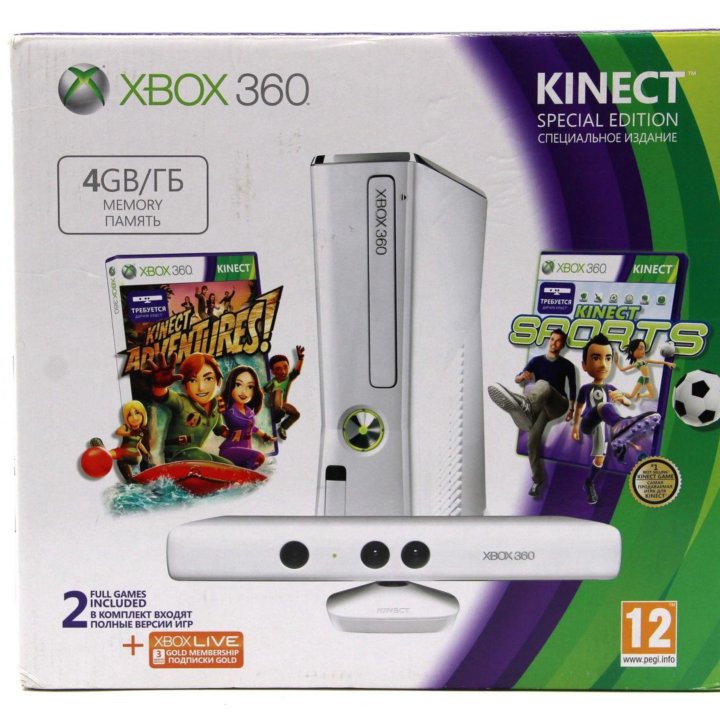 Игровая приставка Xbox 360 S White 4 Gb Бандл с Ki