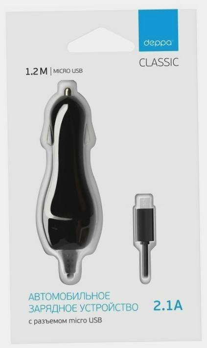Автомобильная зарядка Deppa 22124, черный новый