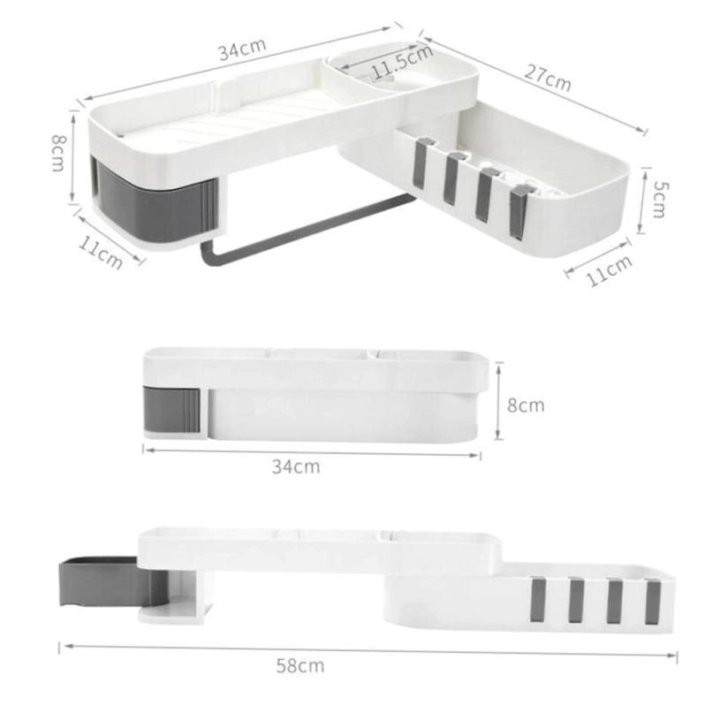 Многофункциональная смарт-полка для ванной, белый-