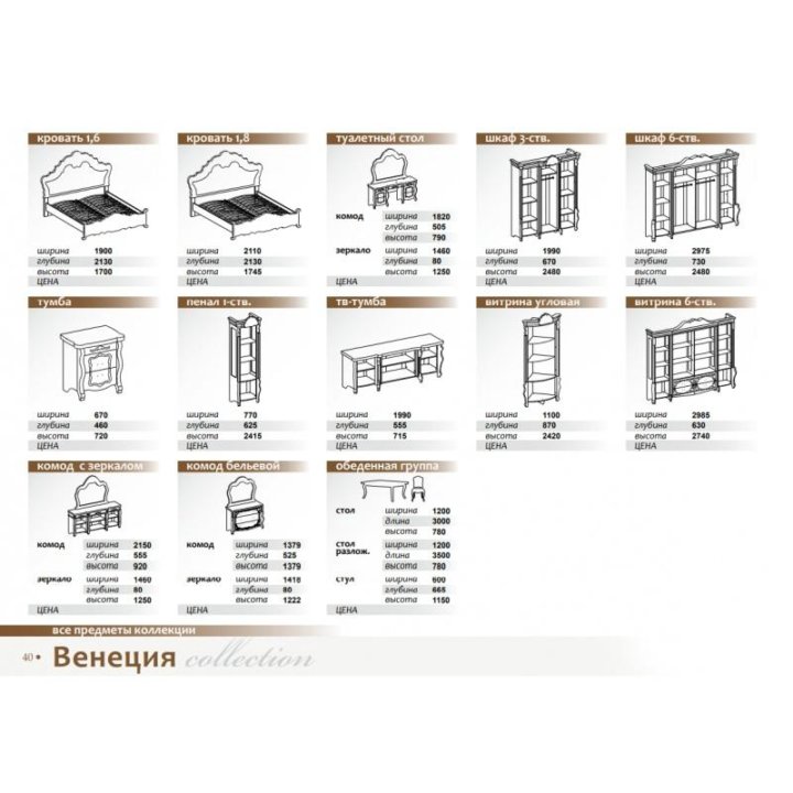 Венеция (1,8; шкаф 6 ств.) темный орех