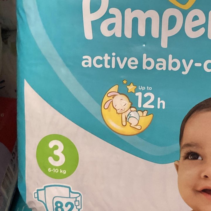 82шт подгузники Pampers Active Baby Dry 3