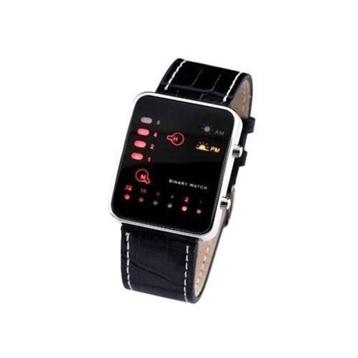 Черные бинарные LED часы Nexer 375B