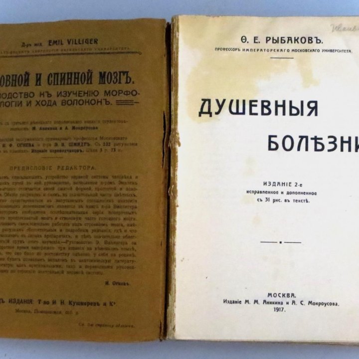 Рыбаков Ф.Е., Душевные болезни. 1917 г.