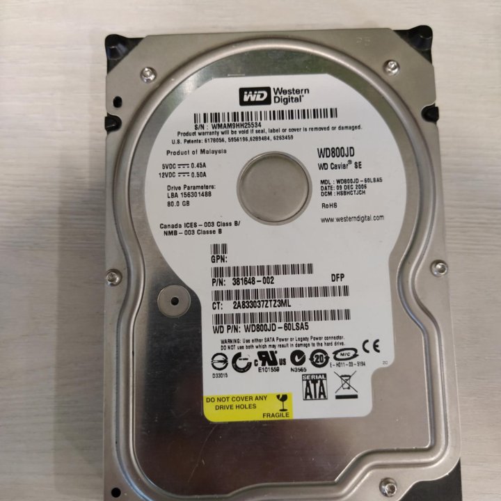 Жёсткий диск western digital 80 Гб.