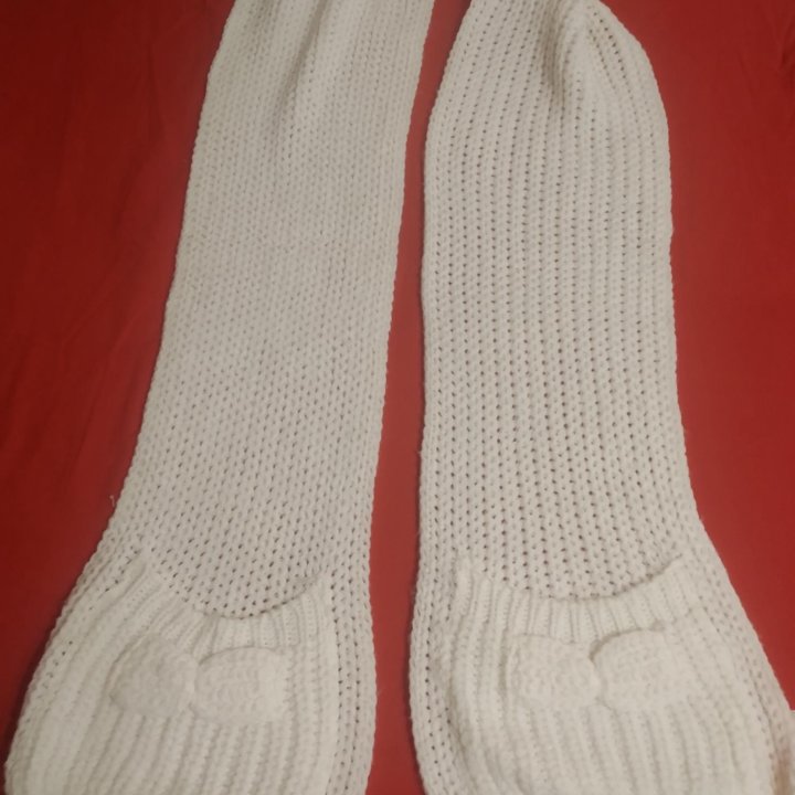 Шарф белый с карманами