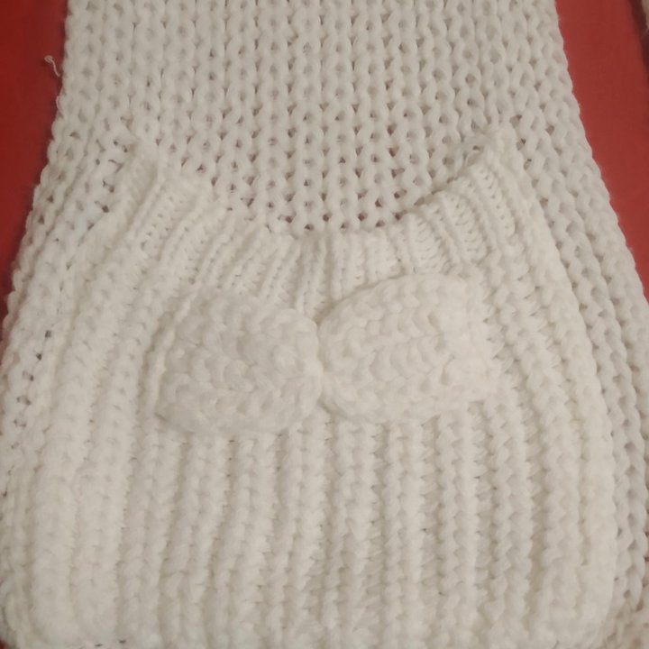 Шарф белый с карманами