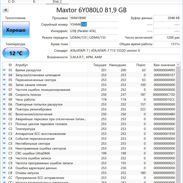 Жёсткий диск 80 Gb 3.5” IDE Maxtor