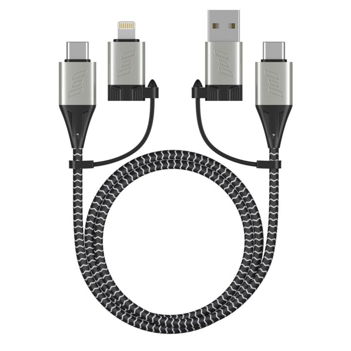 Дата-кабель 4 в 1: Lightning, USB-C - USB-C, USB-A