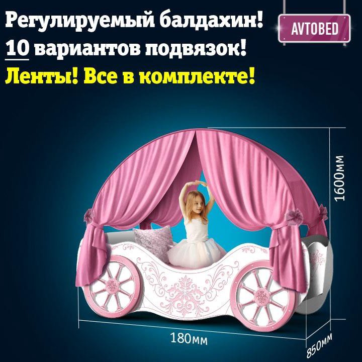 Детская кровать карета для девочки
