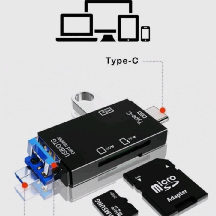 Картридер USB/Type C 7в1 /+17 форматов.