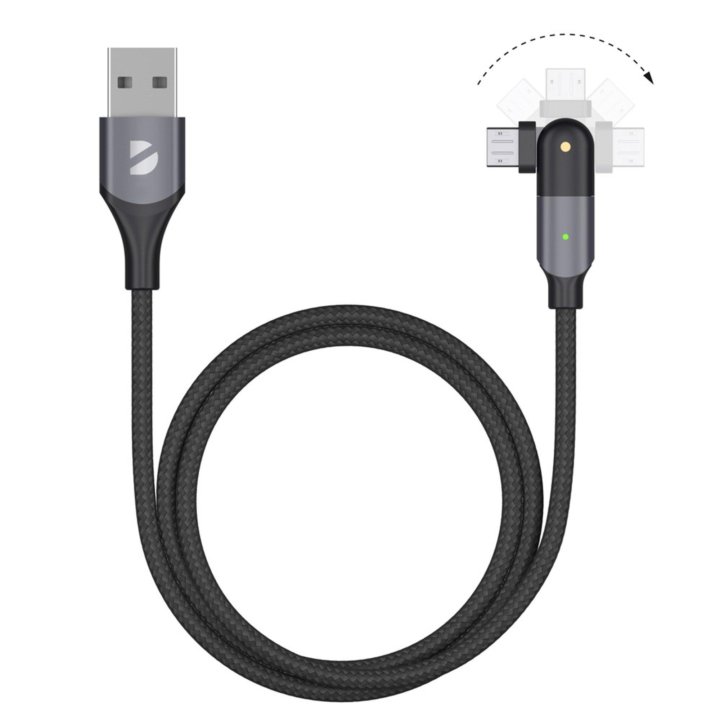 Дата-кабель USB-A - micro USB, поворотный, 180?, U