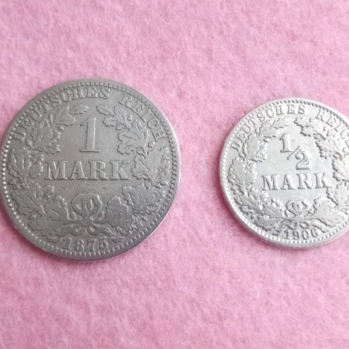 1 марка 1875 г +1/2 марки 1906 г