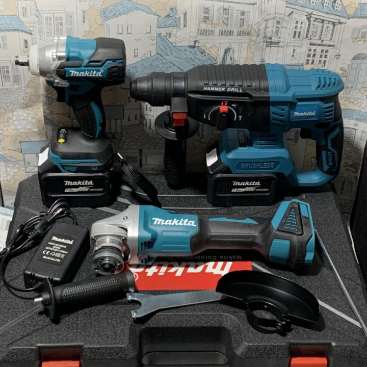 Аккумуляторные Гайковерт + УШМ + Перфоратор MAKITA