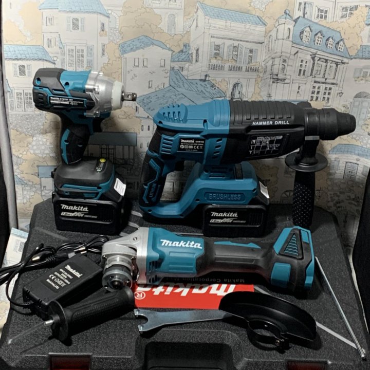 Аккумуляторные Гайковерт + УШМ + Перфоратор MAKITA