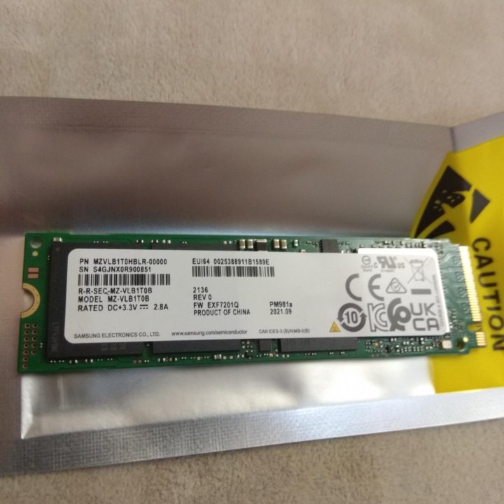 Новый SSD NVMe Samsung PM981a объемом 1Тб