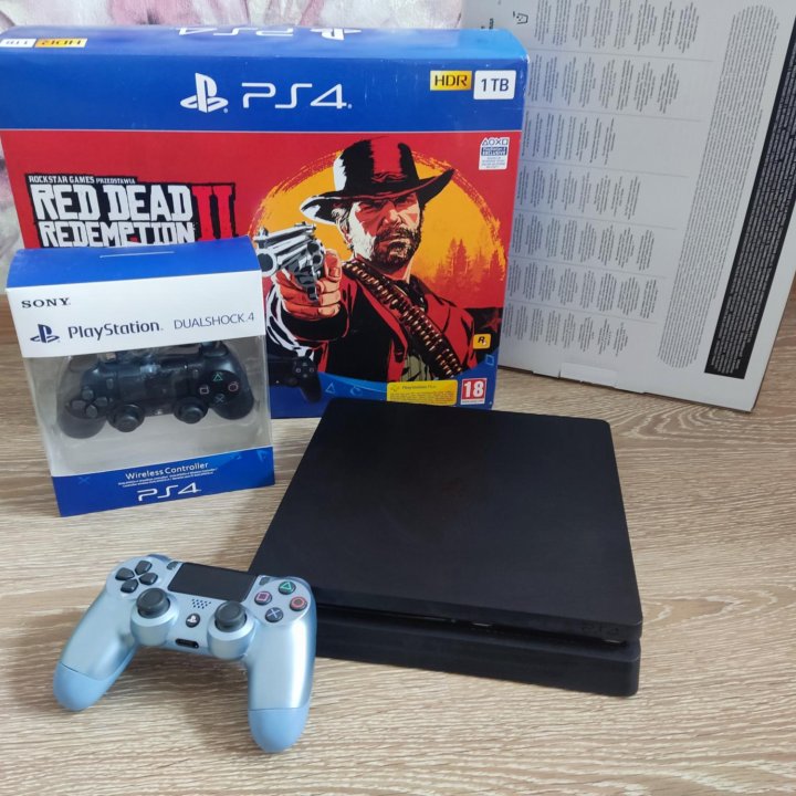 PS4 Slim 1Tb+2 джоя+40 игр