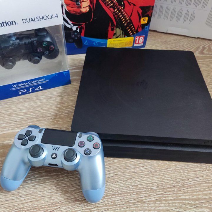 PS4 Slim 1Tb+2 джоя+40 игр