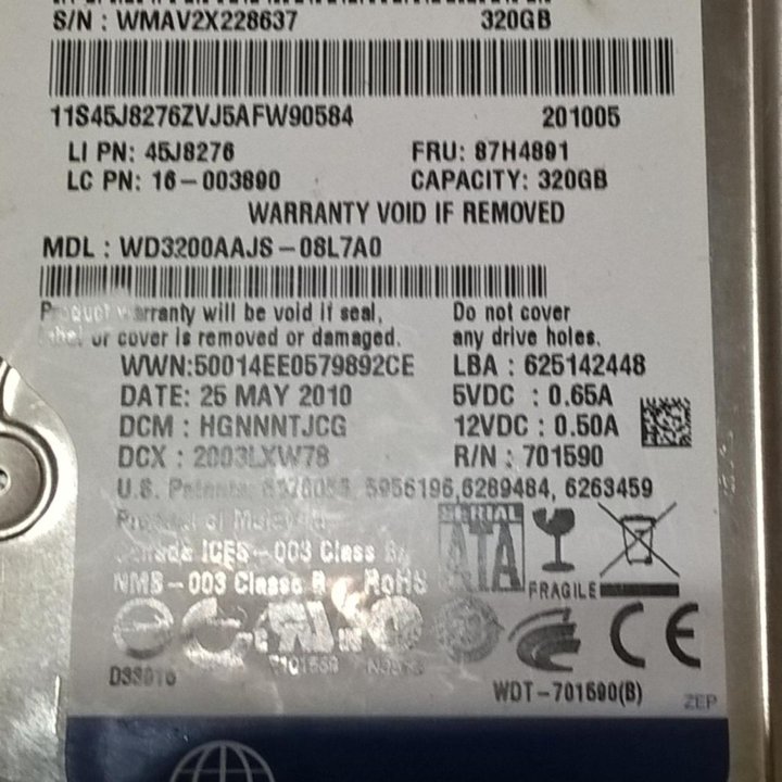 Жёсткий диск western digital 320 gb