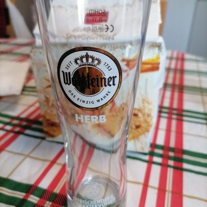 Бокал/пиво Warsteiner, 03 L,новый,из Германии.