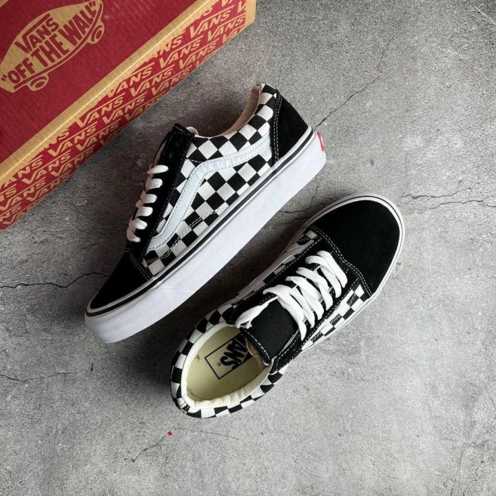 Vans Old Skool Platform Checkerboard Black