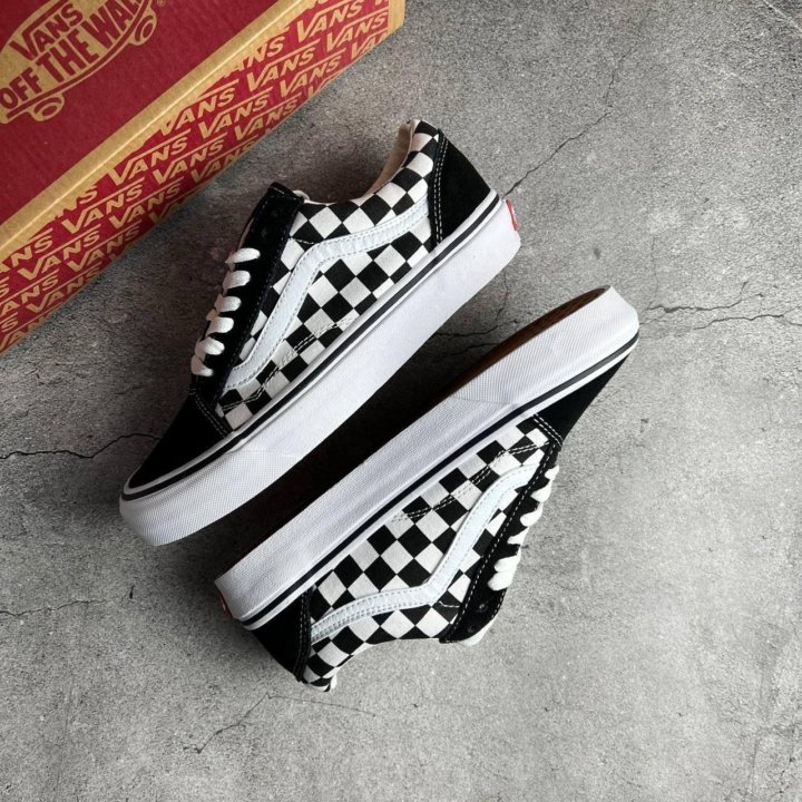 Vans Old Skool Platform Checkerboard Black