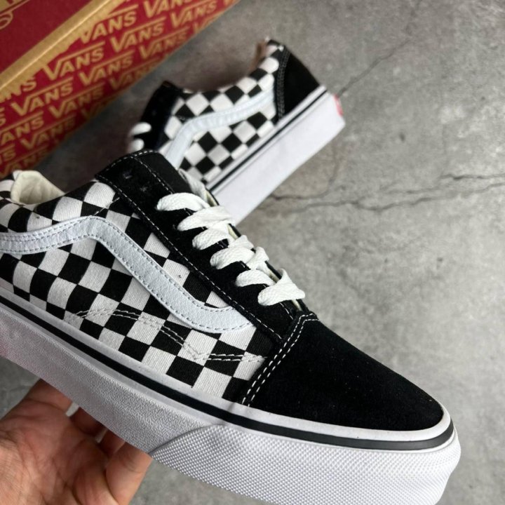Vans Old Skool Platform Checkerboard Black
