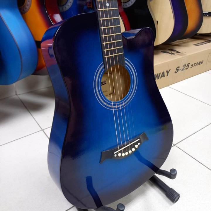 Гитара Синяя с анкером глянец Новая