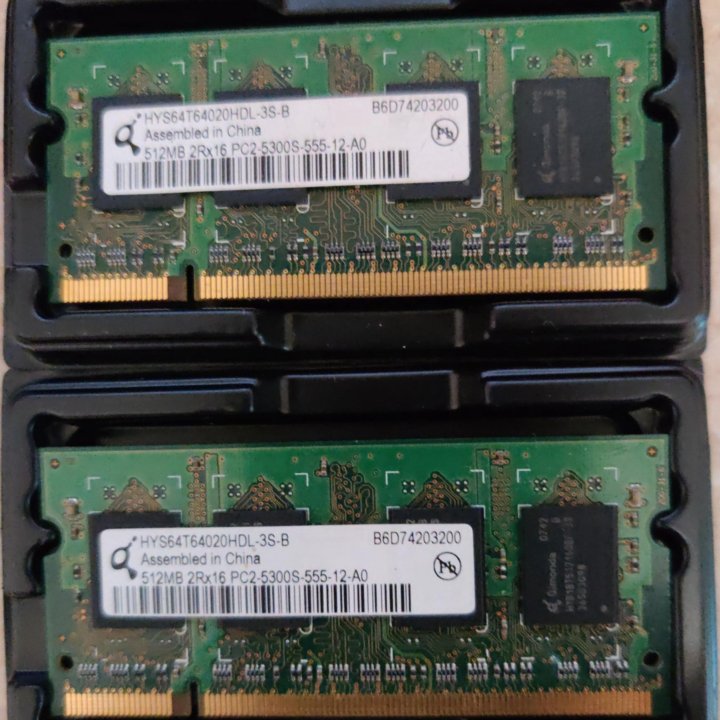 Память на ноут 2x512 MB 2Rx16 PC2-5300S-555-12-A0