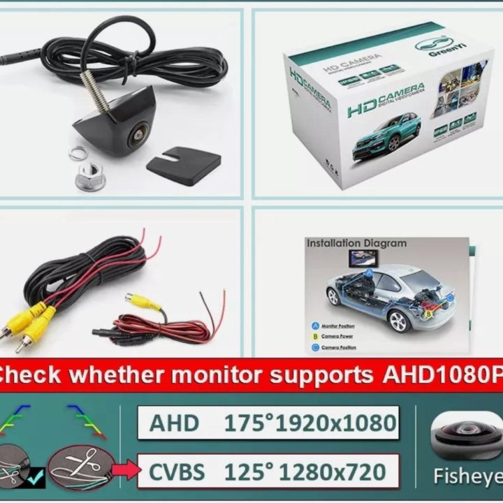 Камера заднего вида.4 Pin Рыбий глаз.175 Градусов.