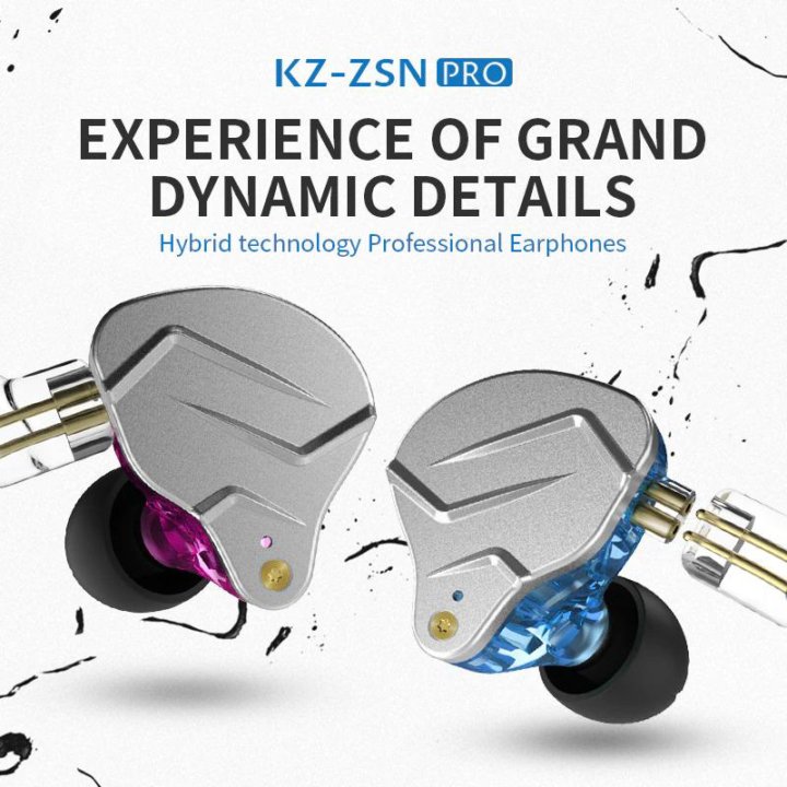 Наушники-вкладыши KZ ZSN PRO, 1BA + 1DD, Hi-Fi.