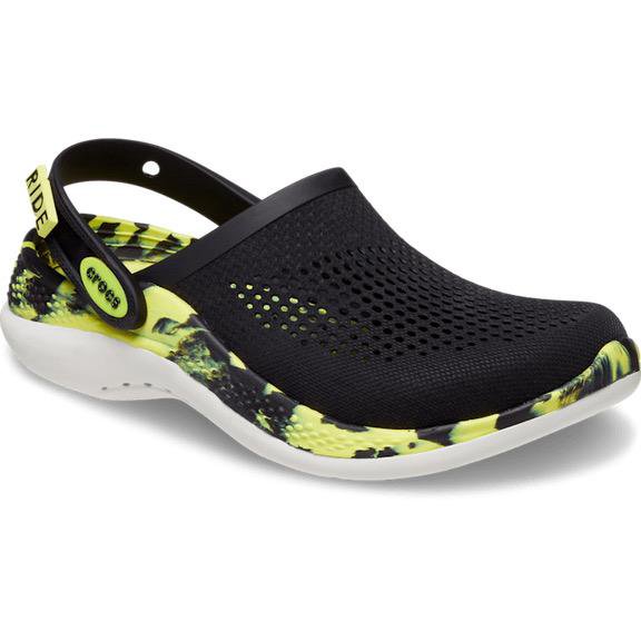 Crocs literide 360 marbled clog желто-черные