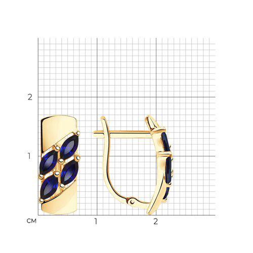 Золотые серьги с сапфир корундами Арт 2354