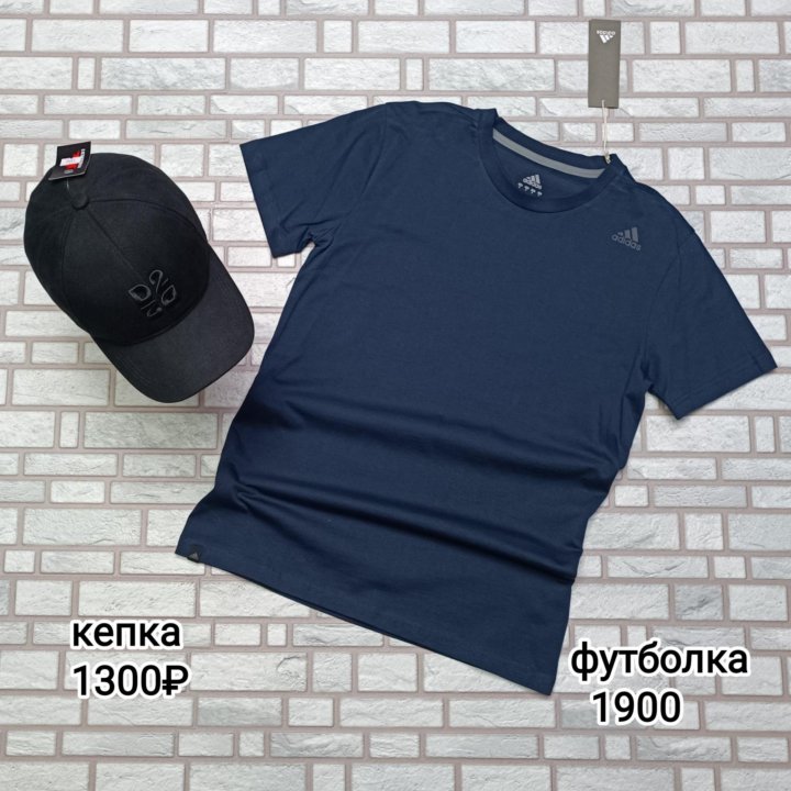 Темно синяя мужская футболка adidas