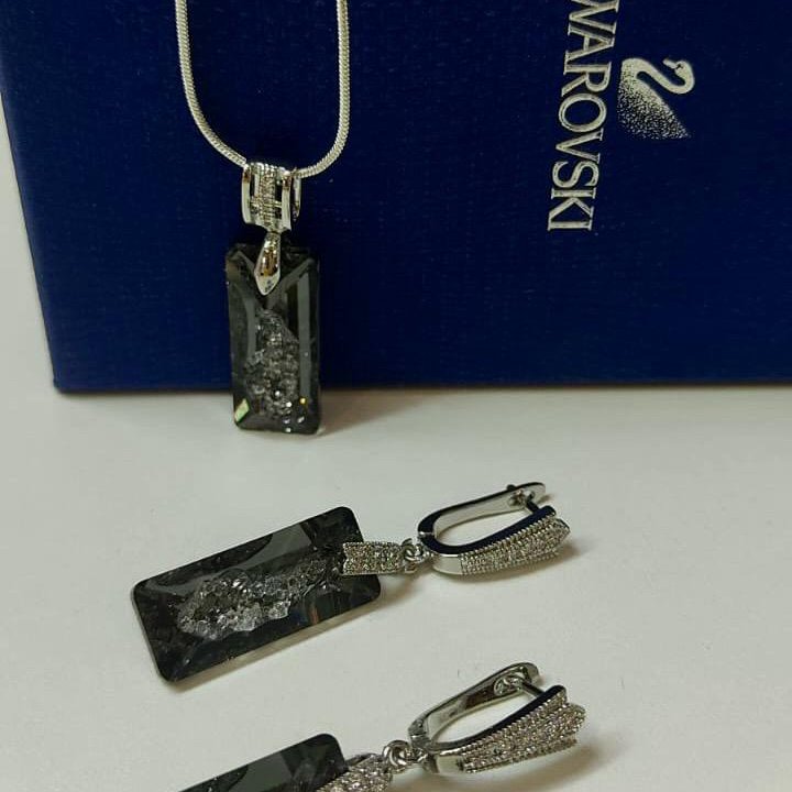 Серьги +кулон с кристаллами swarovski