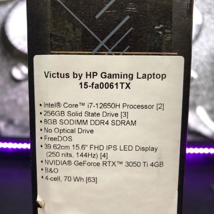 Новый HP Victus 15.6 144Hz IPS i7-12 GEN RTX3050Ti