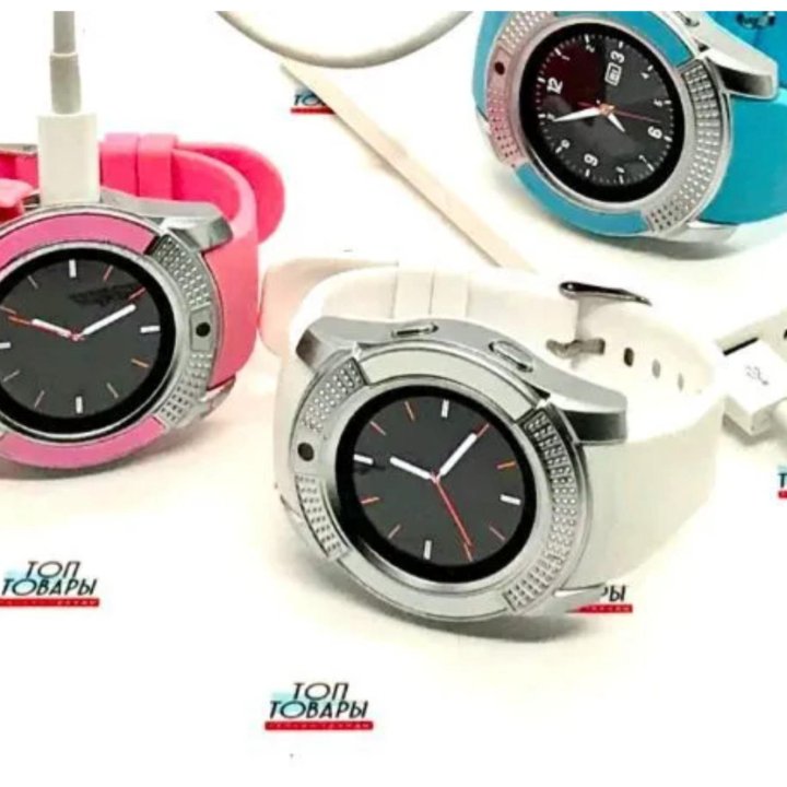  Умные часы Smart Watch V8 белые + флешка 32 gb