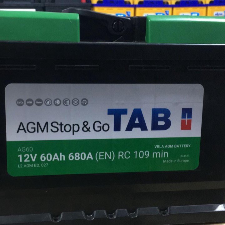 Аккумулятор TAB AGM Stop&Go 60Ач 680A (EN)