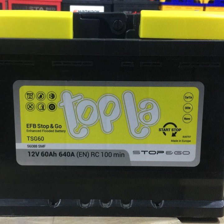 Аккумулятор TOPLA EFB Stop&Go 60 А/ч