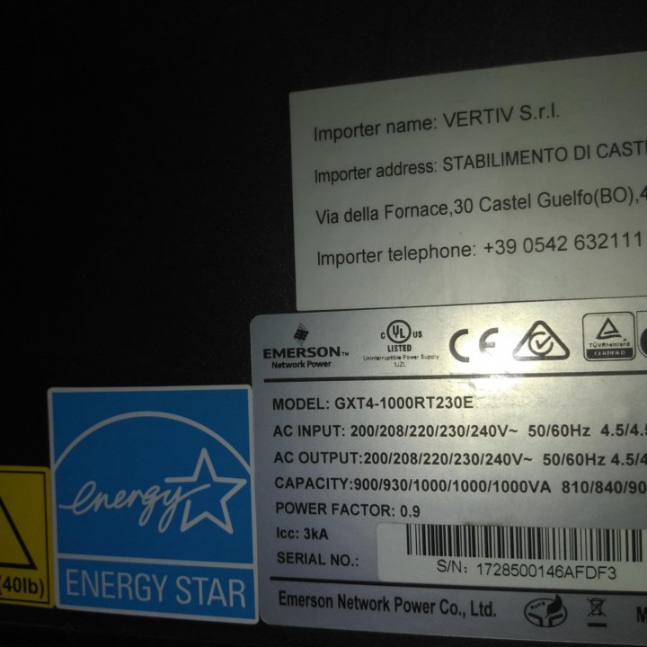 ИБП Vertiv Liebert GXT4 1000VA (900W) 230V